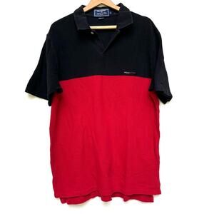 Vintage Polo Ralph Lauren Men’s Black and Red Color block Polo Shirt XL